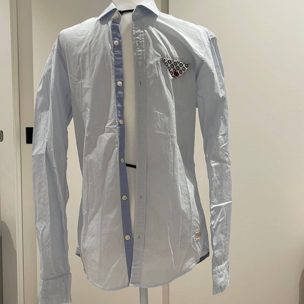 Scotch & Soda Blue Stretch Button Down Shirt Size S